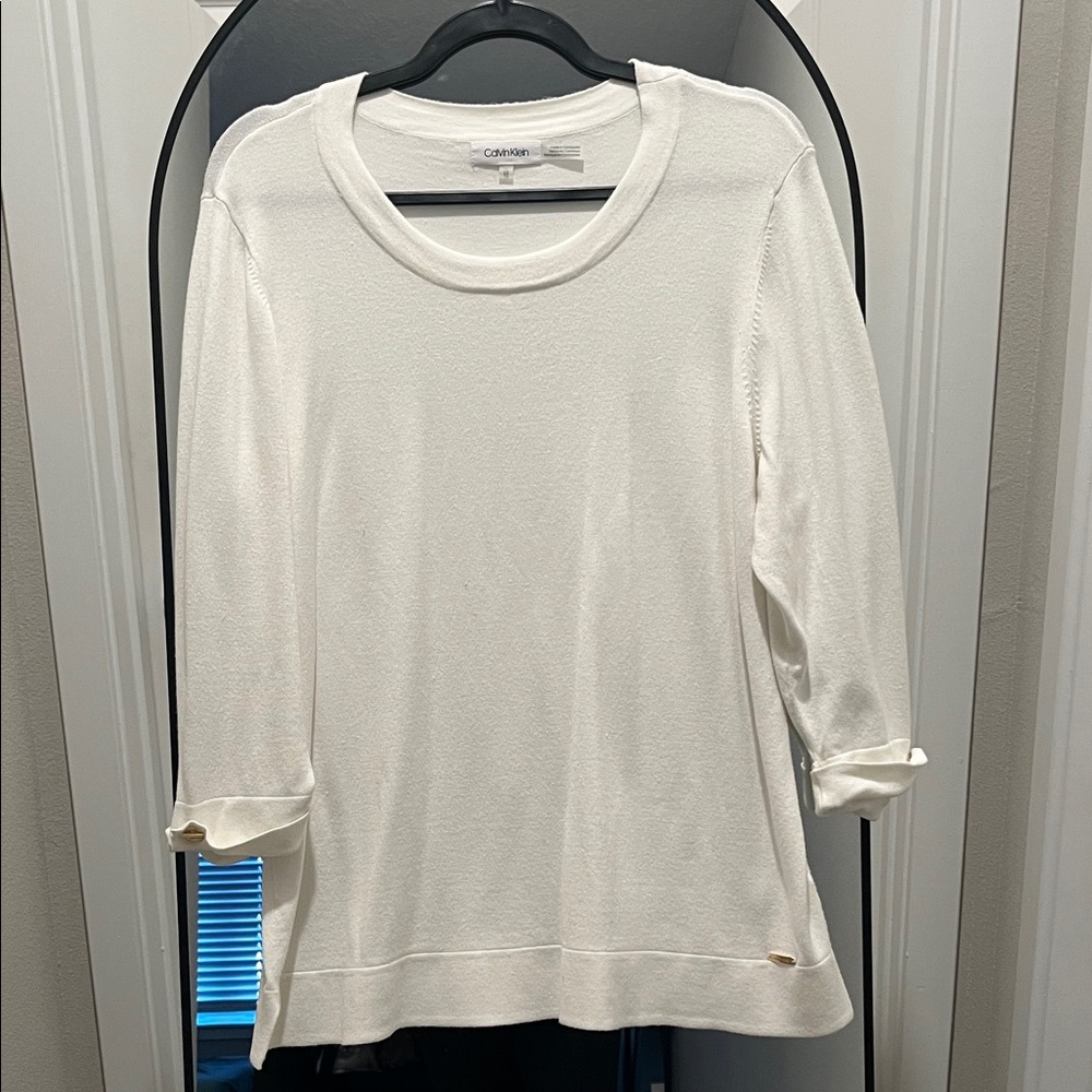 Calvin Klein Women's Cream Long Sleeve Top